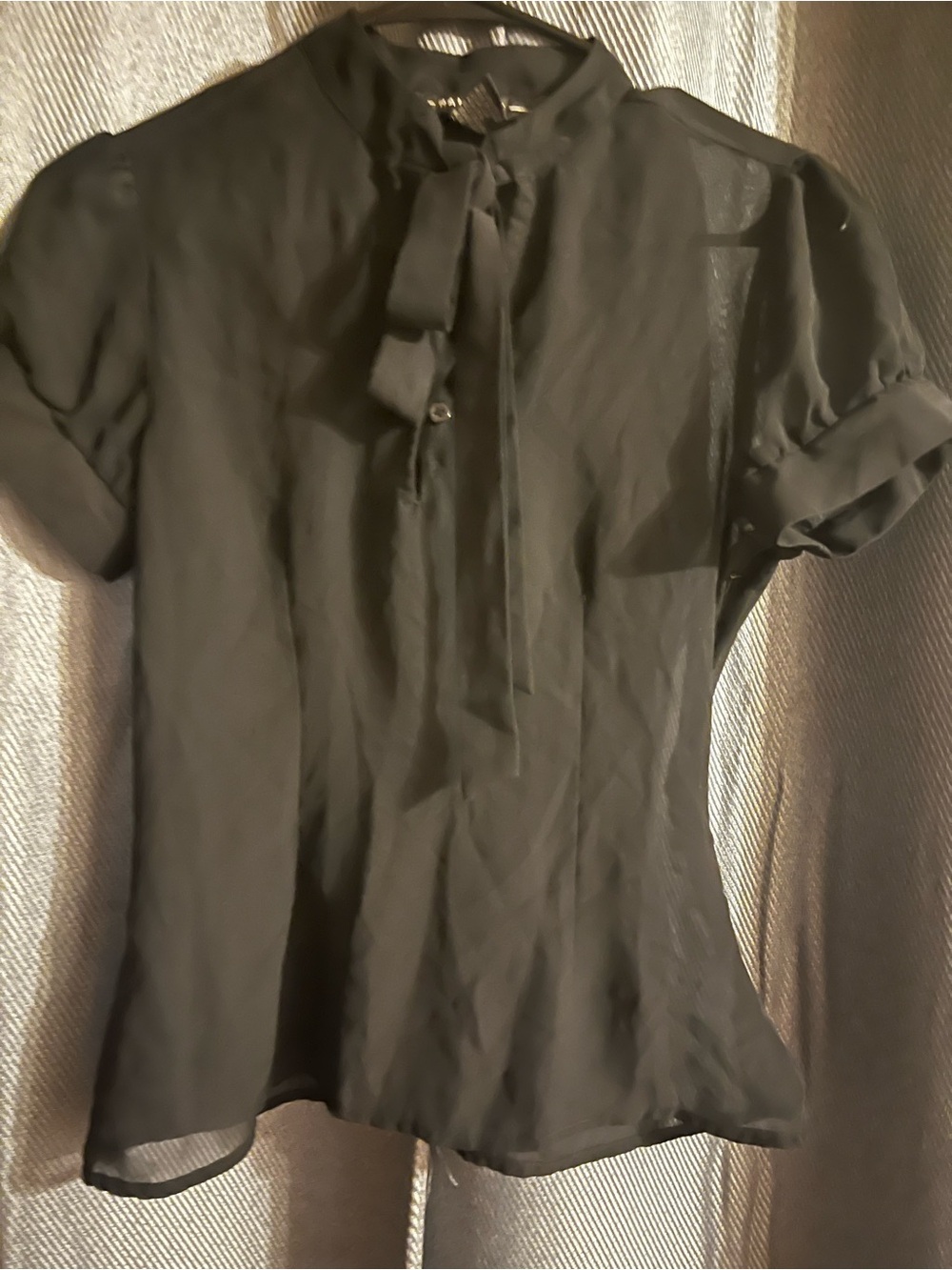 Rampage Black Tie-Neck Blouse
